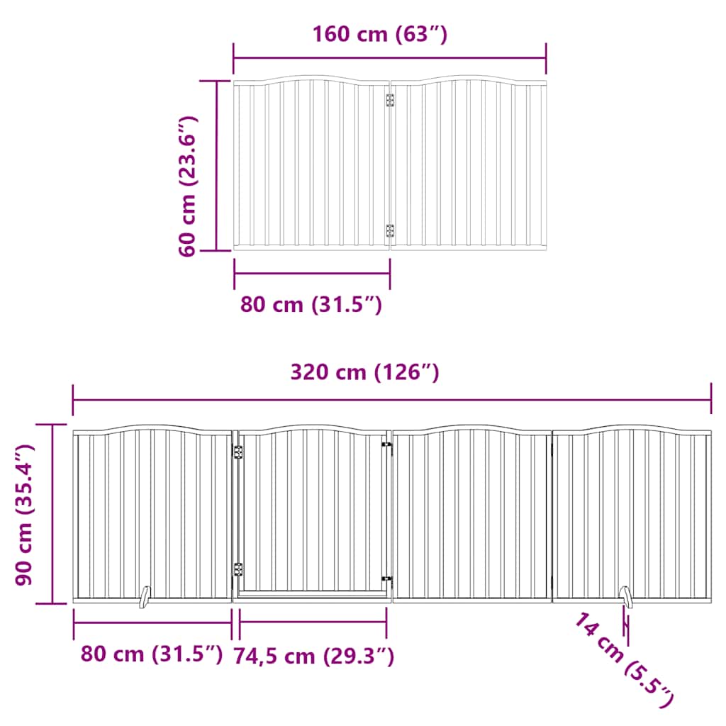 Zábrana pro psy s dvířky skládací 12 panelů hnědá 960 cm topol