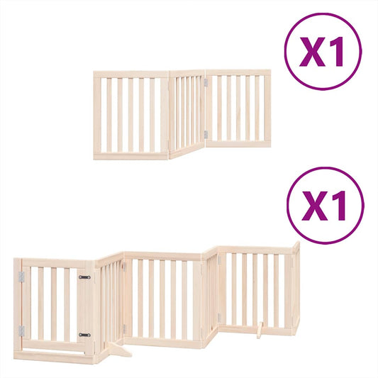 Zábrana pro psy s dvířky skládací 9 panelů 450 cm topol