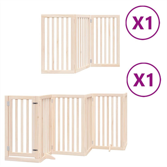 Zábrana pro psy s dvířky skládací 9 panelů 450 cm topol
