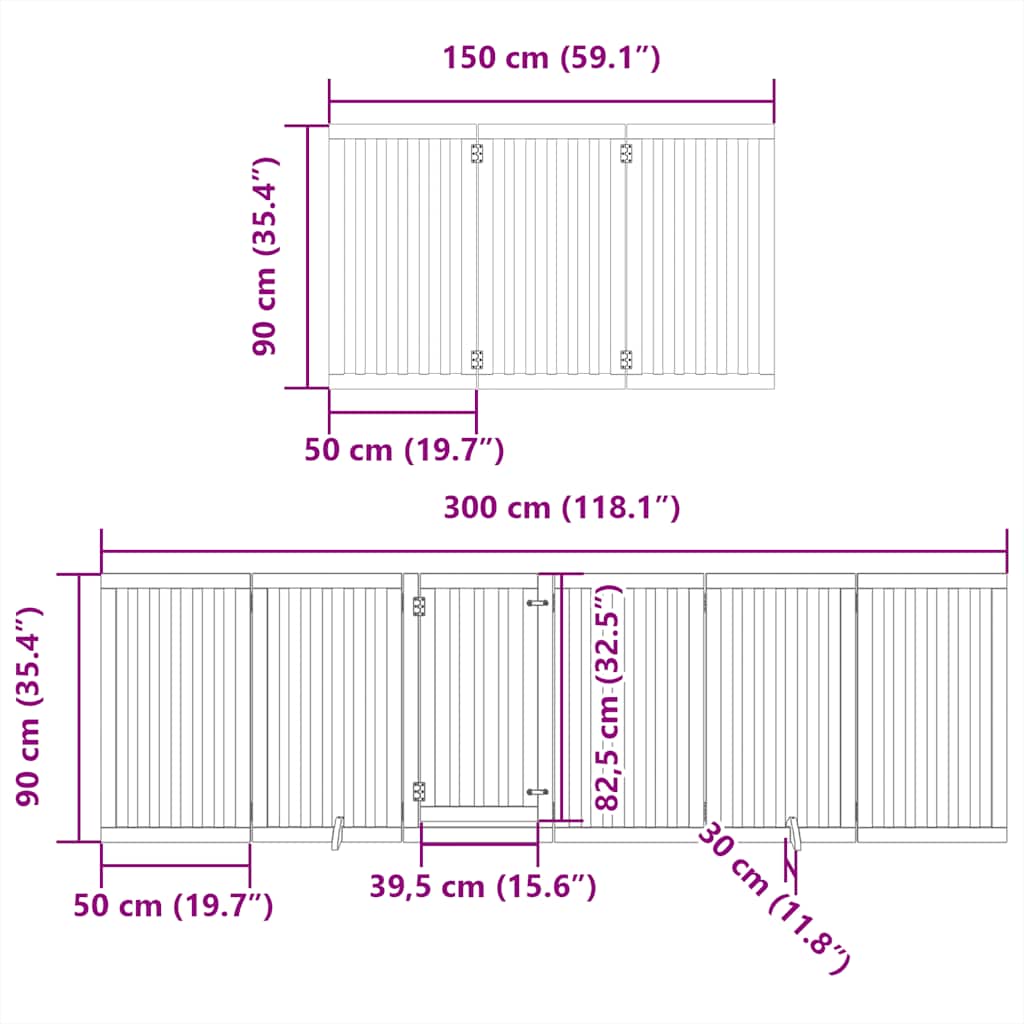 Zábrana pro psy s dvířky skládací 15 panelů 750 cm topol