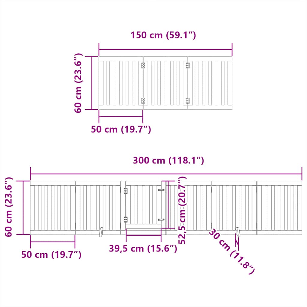 Zábrana pro psy s dvířky skládací 9 panelů bílá 450 cm topol
