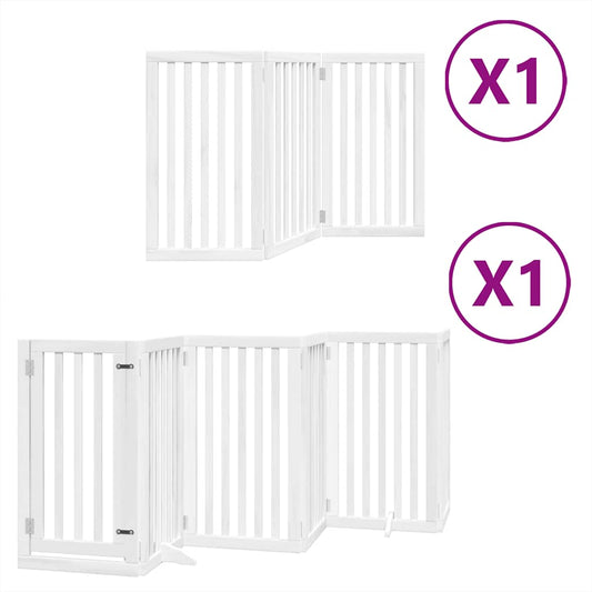 Zábrana pro psy s dvířky skládací 9 panelů bílá 450 cm topol