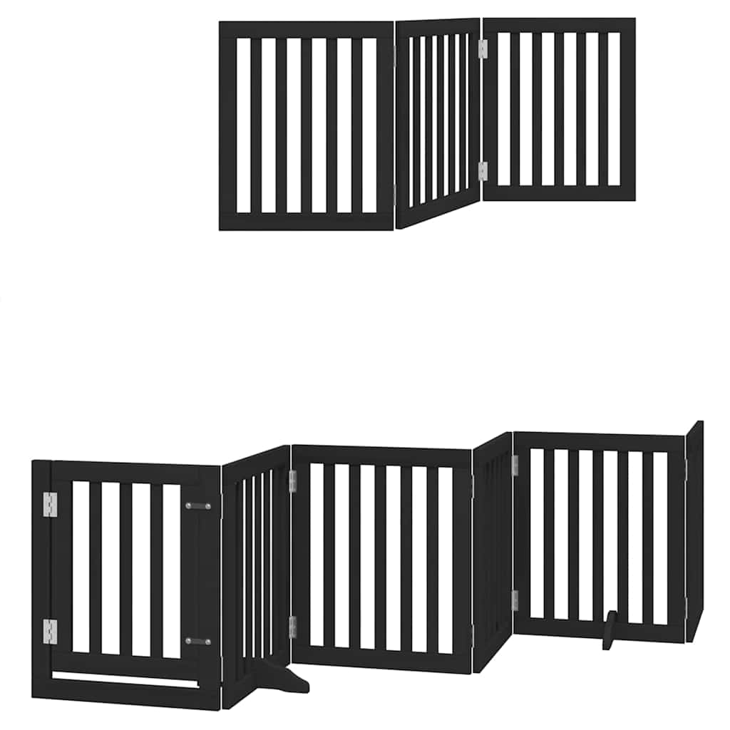 Zábrana pro psy s dvířky skládací 15 panelů černá 750 cm topol
