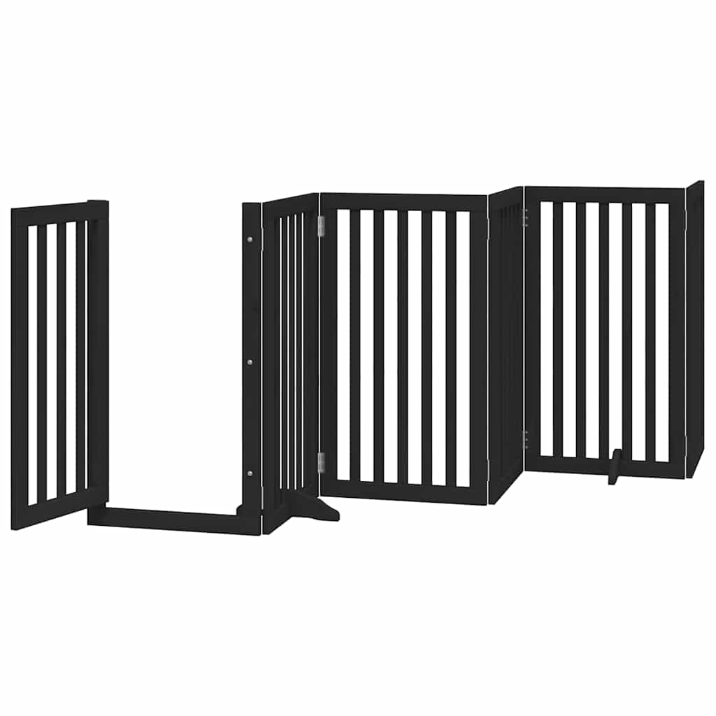 Zábrana pro psy s dvířky skládací 9 panelů černá 450 cm topol