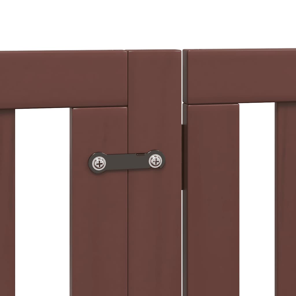 Zábrana pro psy s dvířky skládací 15 panelů hnědá 750 cm topol