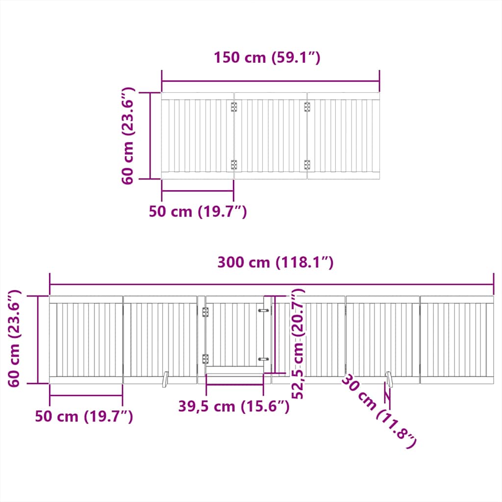 Zábrana pro psy s dvířky skládací 15 panelů hnědá 750 cm topol