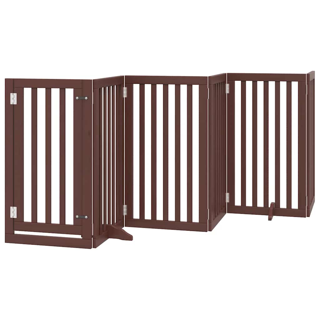 Zábrana pro psy s dvířky skládací 9 panelů hnědá 450 cm topol