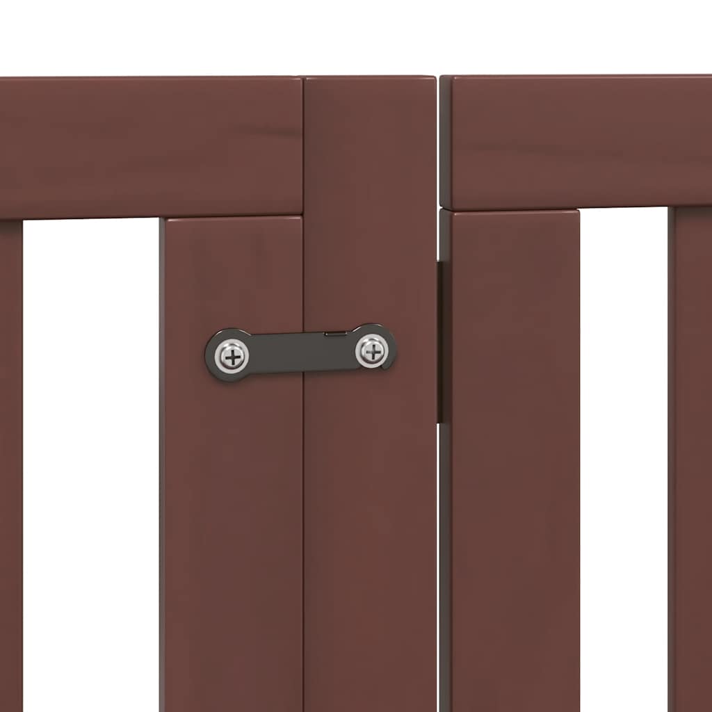 Zábrana pro psy s dvířky skládací 9 panelů hnědá 450 cm topol