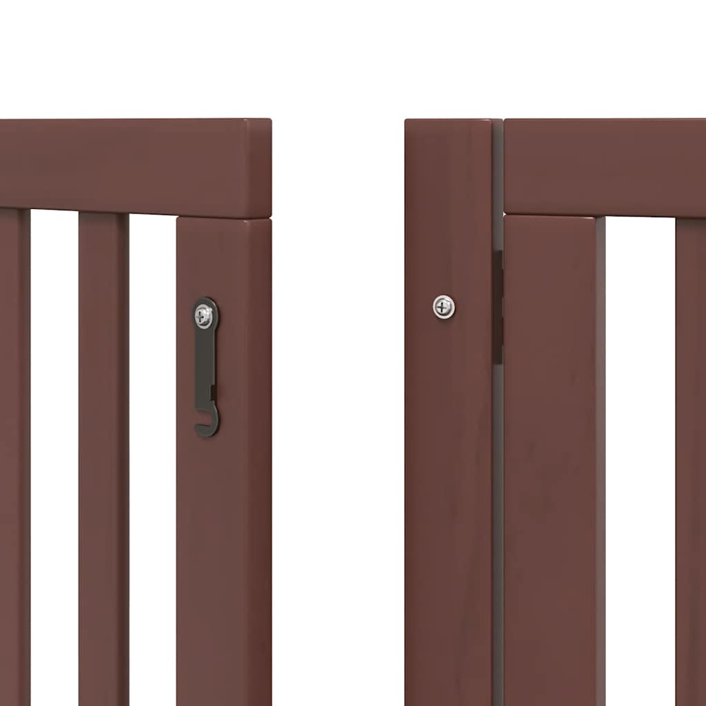 Zábrana pro psy s dvířky skládací 9 panelů hnědá 450 cm topol