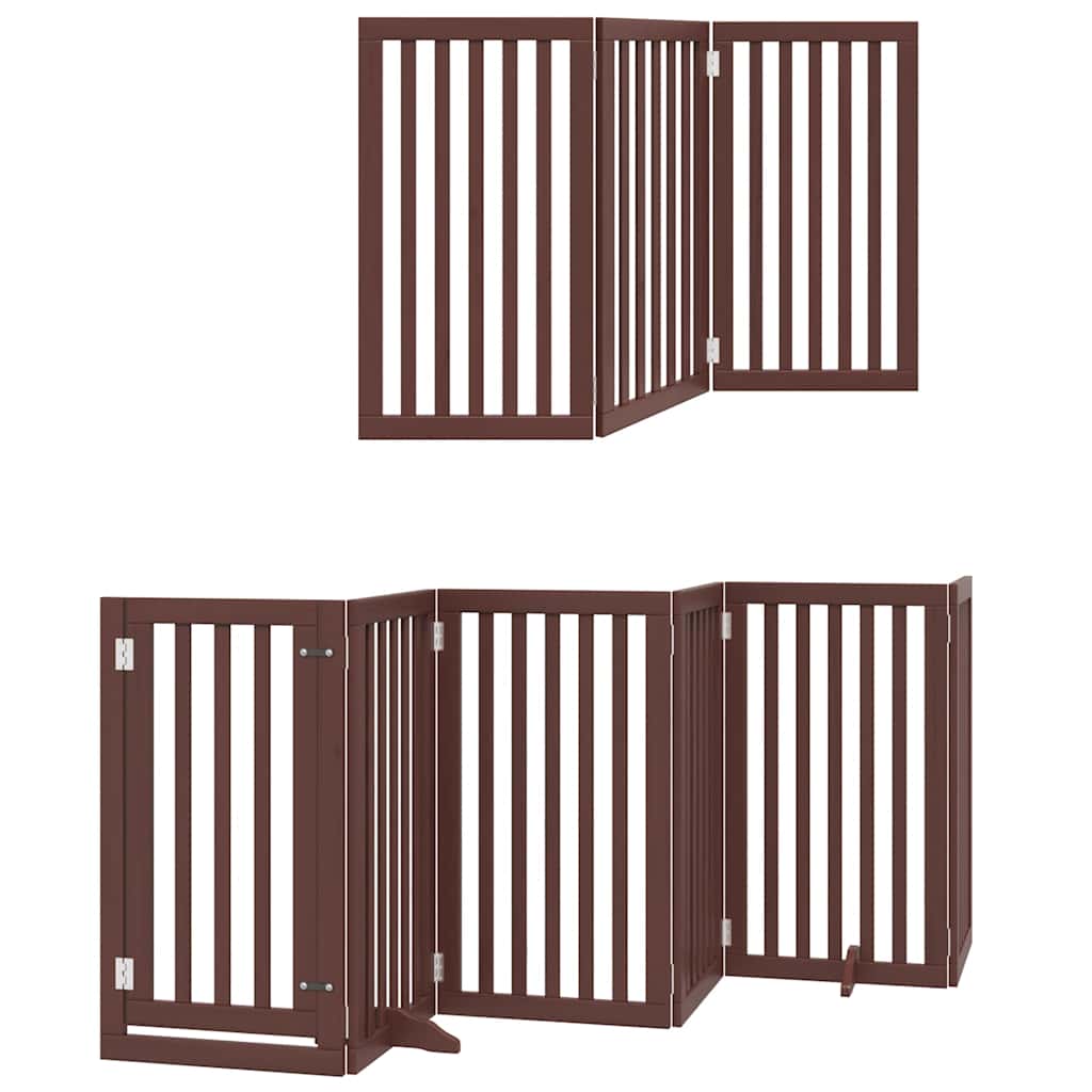 Zábrana pro psy s dvířky skládací 15 panelů hnědá 750 cm topol