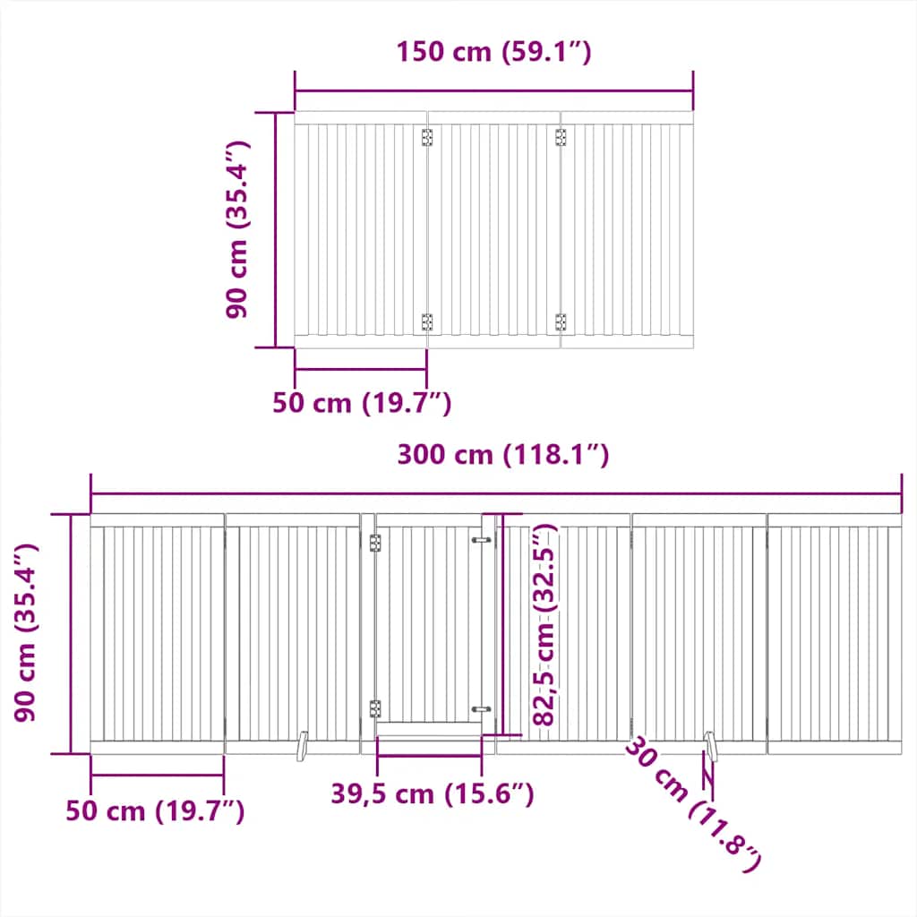 Zábrana pro psy s dvířky skládací 15 panelů hnědá 750 cm topol