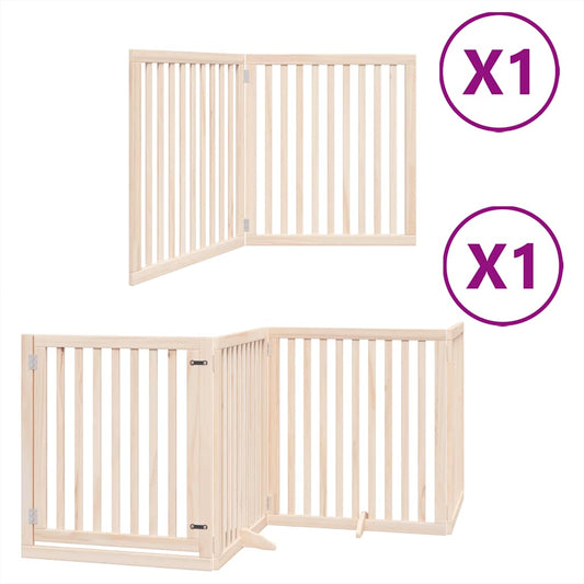 Zábrana pro psy s dvířky skládací 6 panelů 480 cm topol