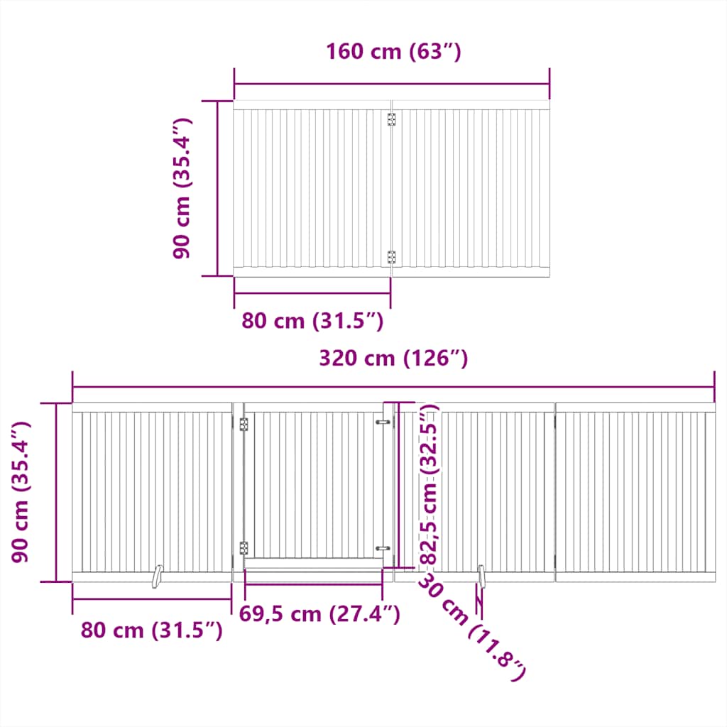 Zábrana pro psy s dvířky skládací 8 panelů 640 cm topol