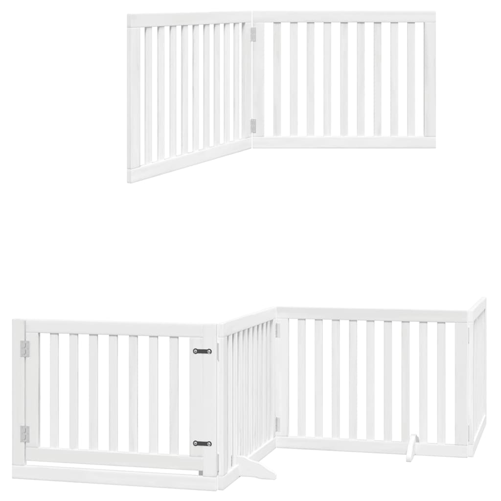 Zábrana pro psy s dvířky skládací 6 panelů bílá 480 cm topol