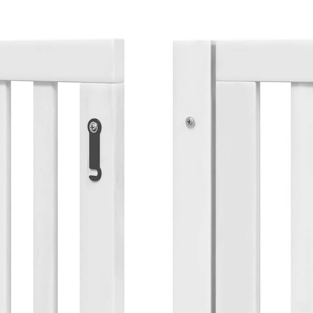 Zábrana pro psy s dvířky skládací 6 panelů bílá 480 cm topol