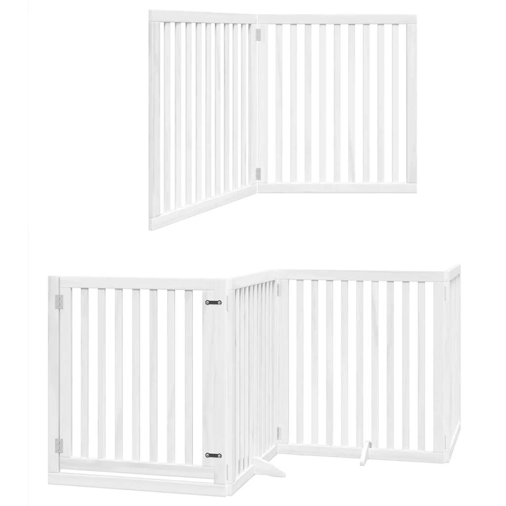 Zábrana pro psy s dvířky skládací 6 panelů bílá 480 cm topol