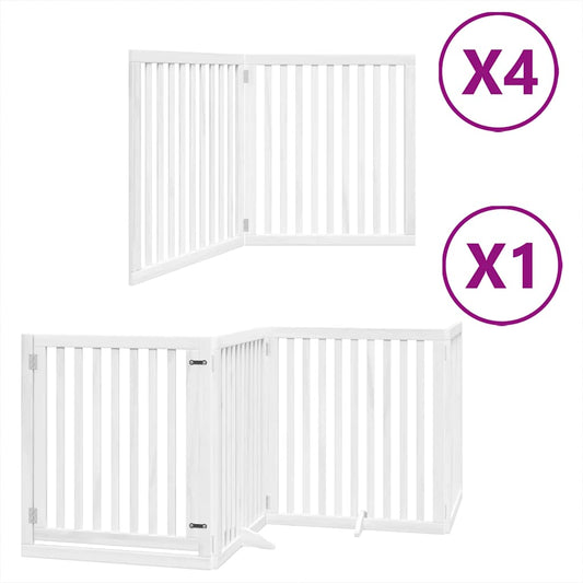 Zábrana pro psy s dvířky skládací 12 panelů bílá 960 cm topol