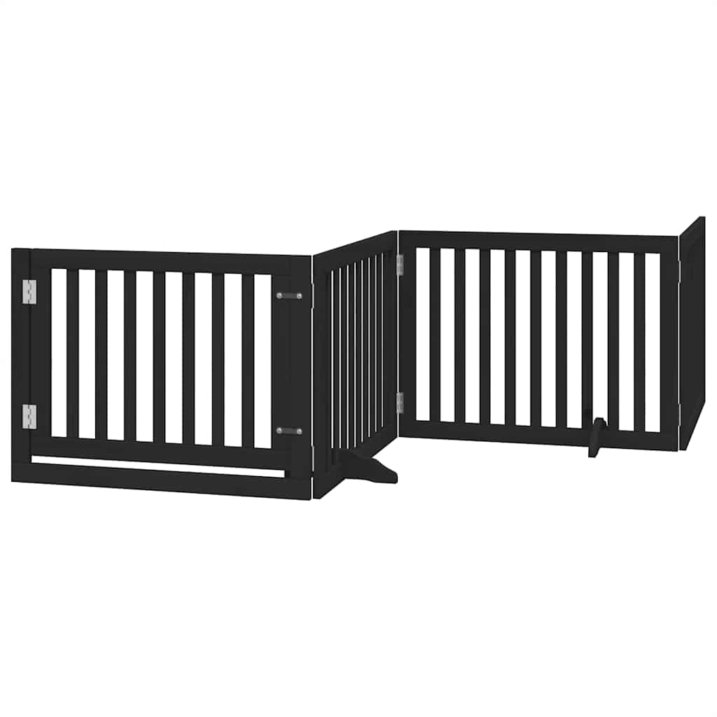 Zábrana pro psy s dvířky skládací 8 panelů černá 640 cm topol