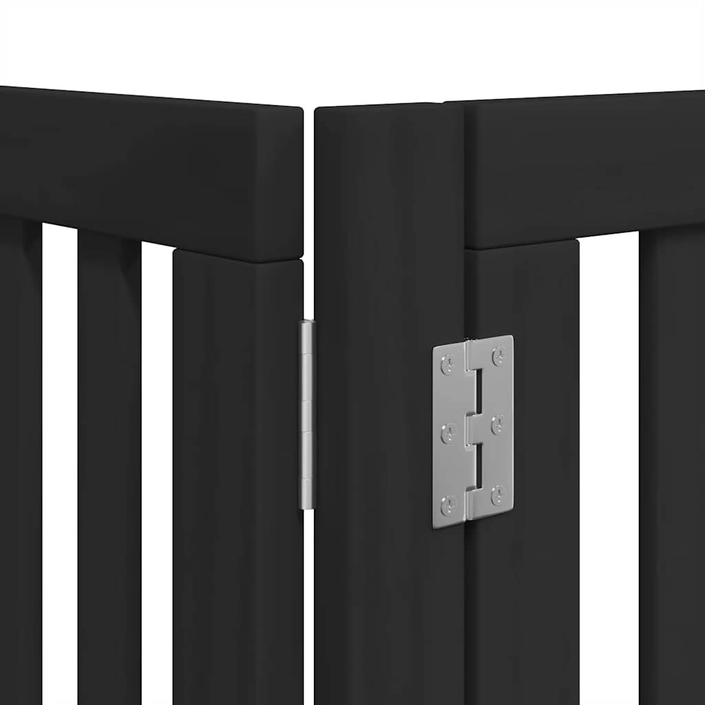 Zábrana pro psy s dvířky skládací 8 panelů černá 640 cm topol