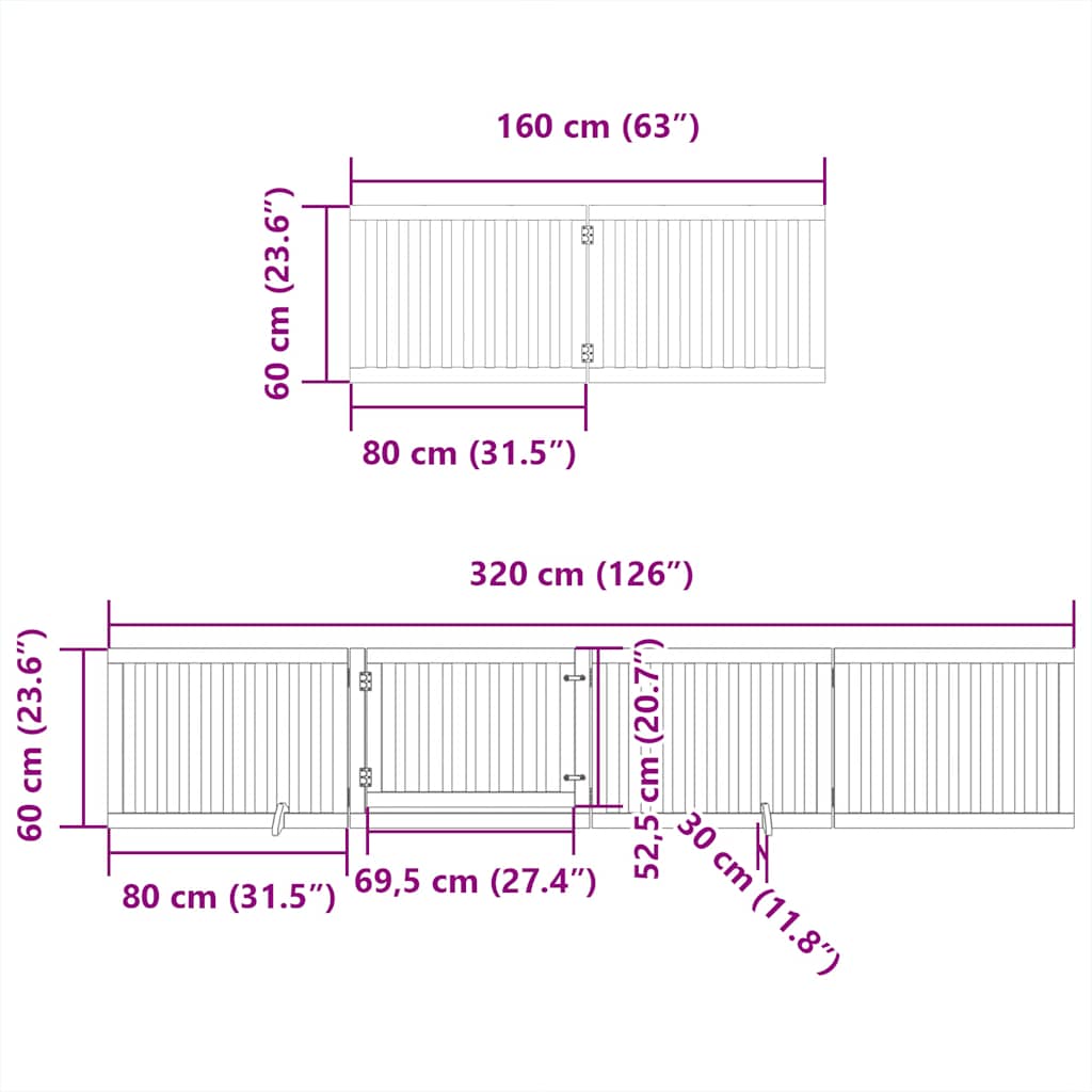 Zábrana pro psy s dvířky skládací 8 panelů černá 640 cm topol