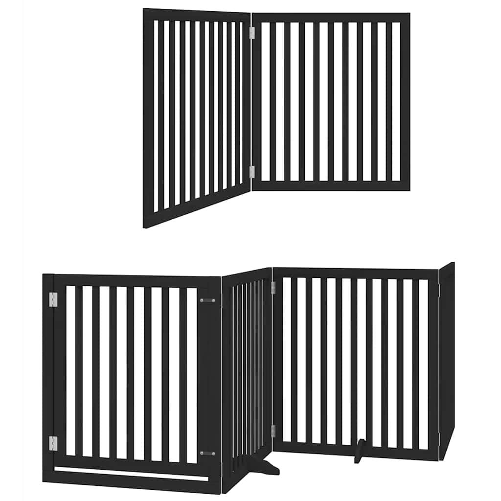 Zábrana pro psy s dvířky skládací 6 panelů černá 480 cm topol