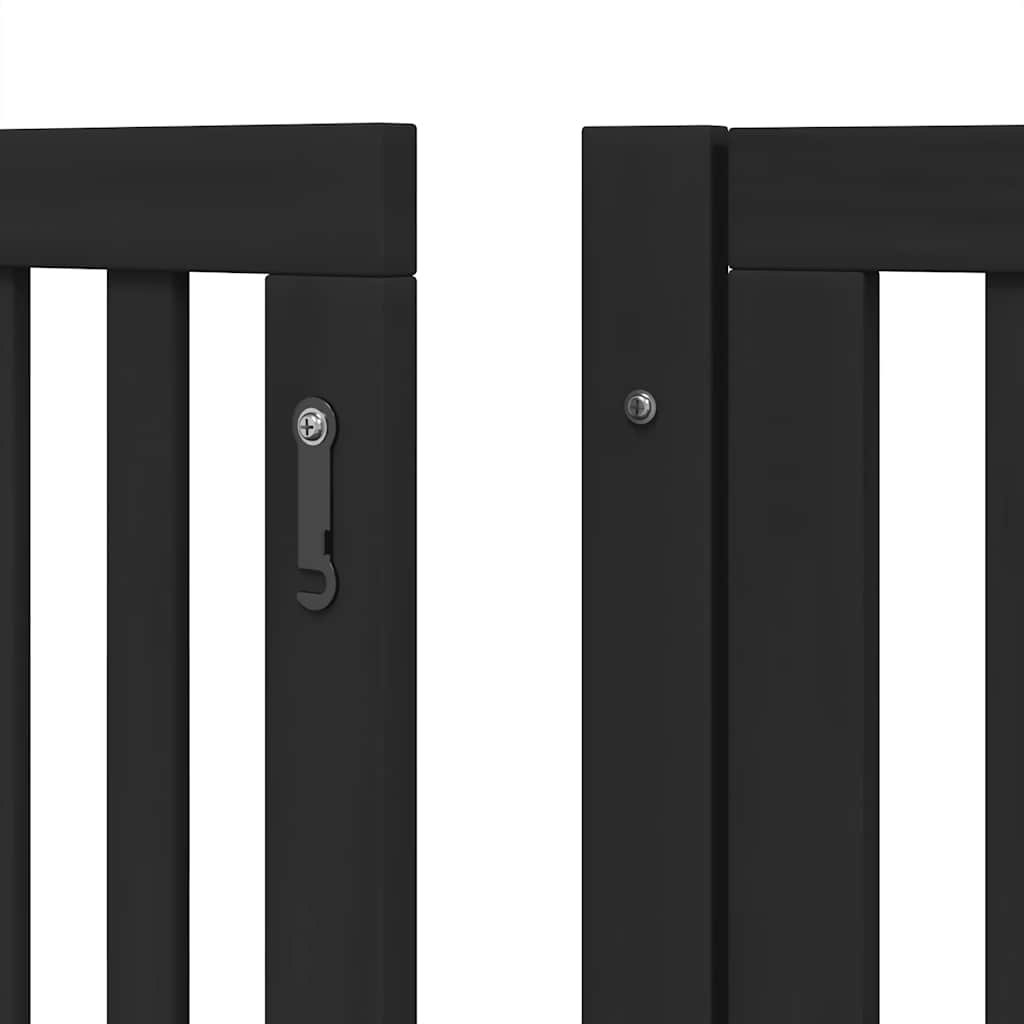Zábrana pro psy s dvířky skládací 6 panelů černá 480 cm topol