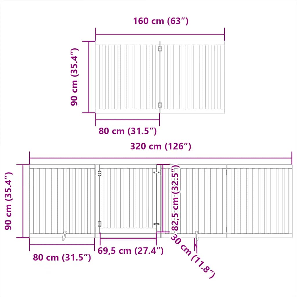 Zábrana pro psy s dvířky skládací 8 panelů černá 640 cm topol