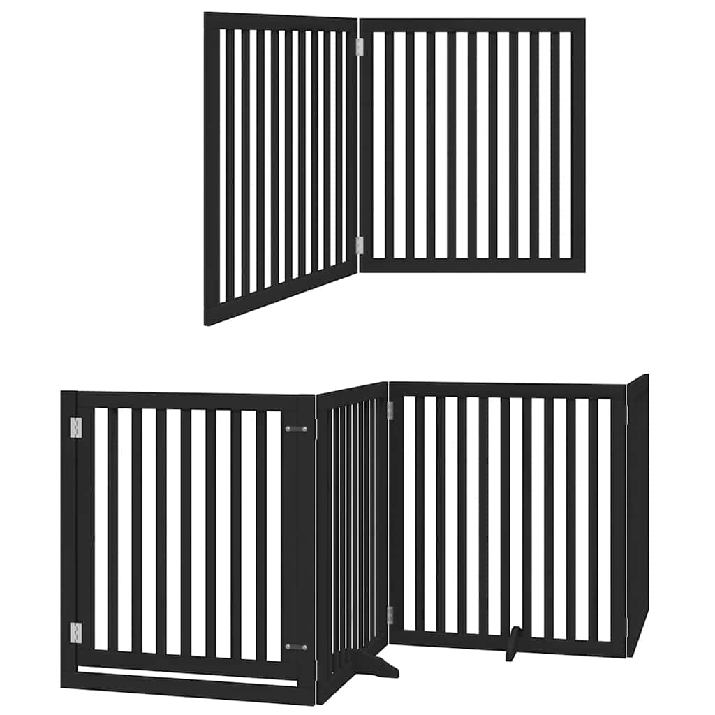 Zábrana pro psy s dvířky skládací 12 panelů černá 960 cm topol