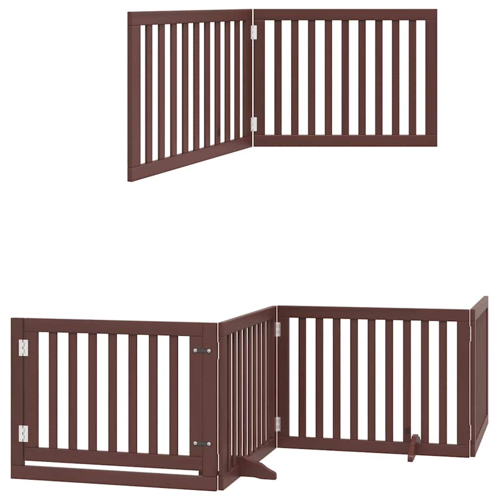 Zábrana pro psy s dvířky skládací 6 panelů hnědá 480 cm topol