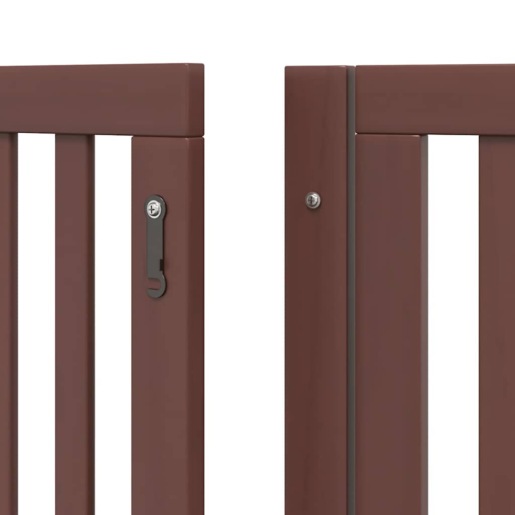 Zábrana pro psy s dvířky skládací 8 panelů hnědá 640 cm topol