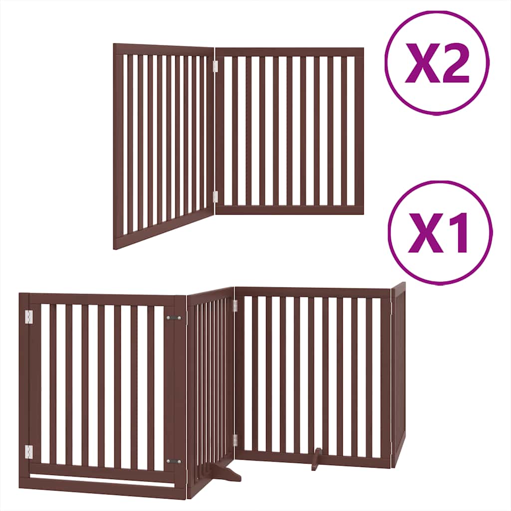 Zábrana pro psy s dvířky skládací 8 panelů hnědá 640 cm topol