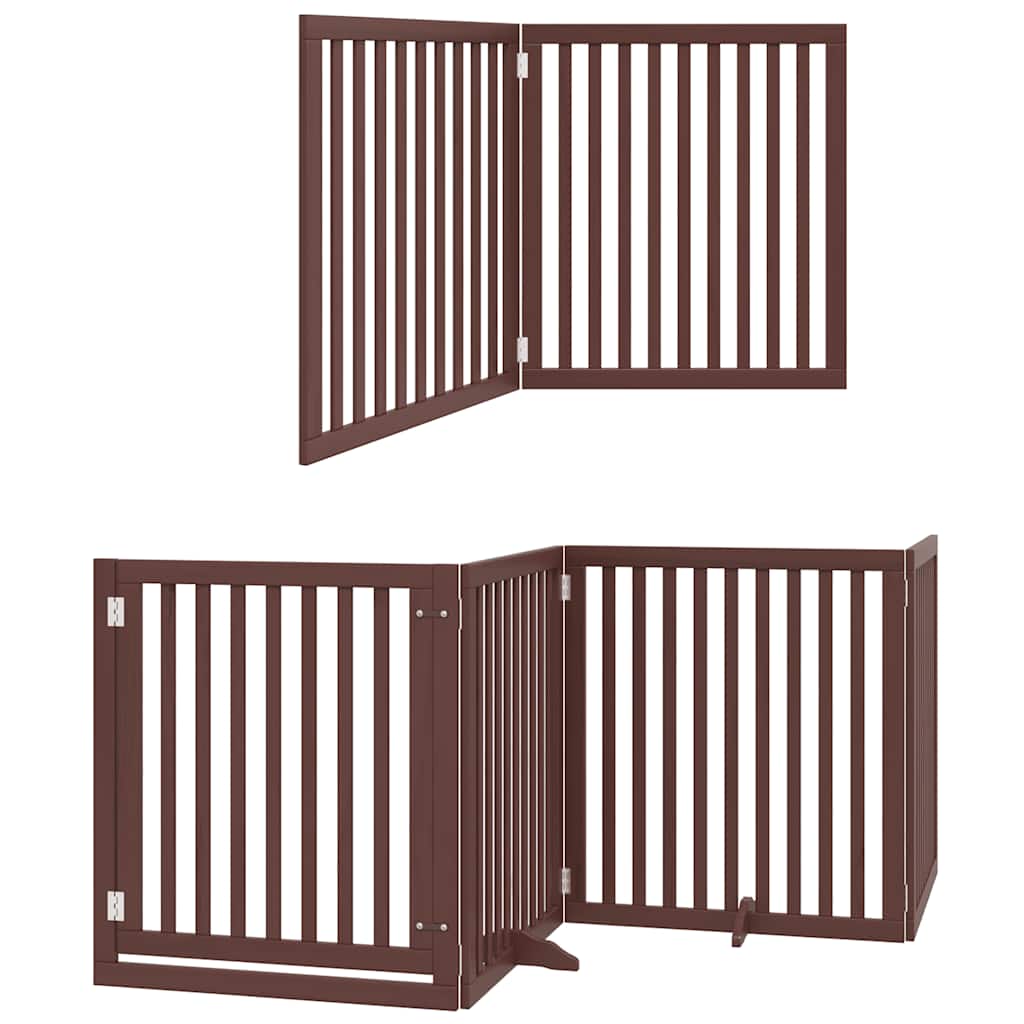 Zábrana pro psy s dvířky skládací 8 panelů hnědá 640 cm topol