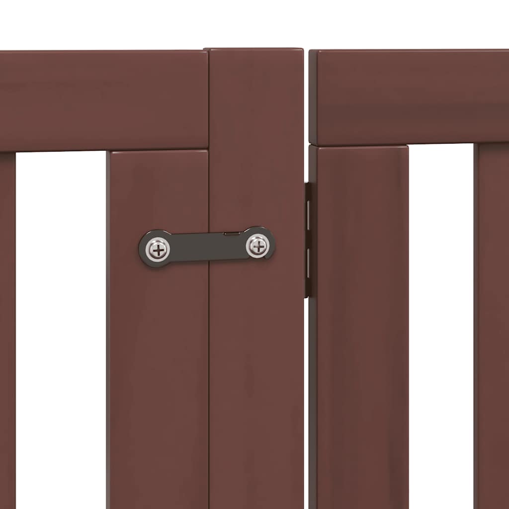 Zábrana pro psy s dvířky skládací 8 panelů hnědá 640 cm topol