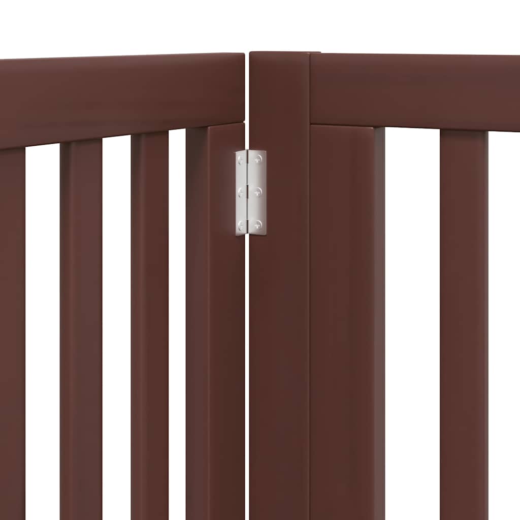 Zábrana pro psy s dvířky skládací 8 panelů hnědá 640 cm topol