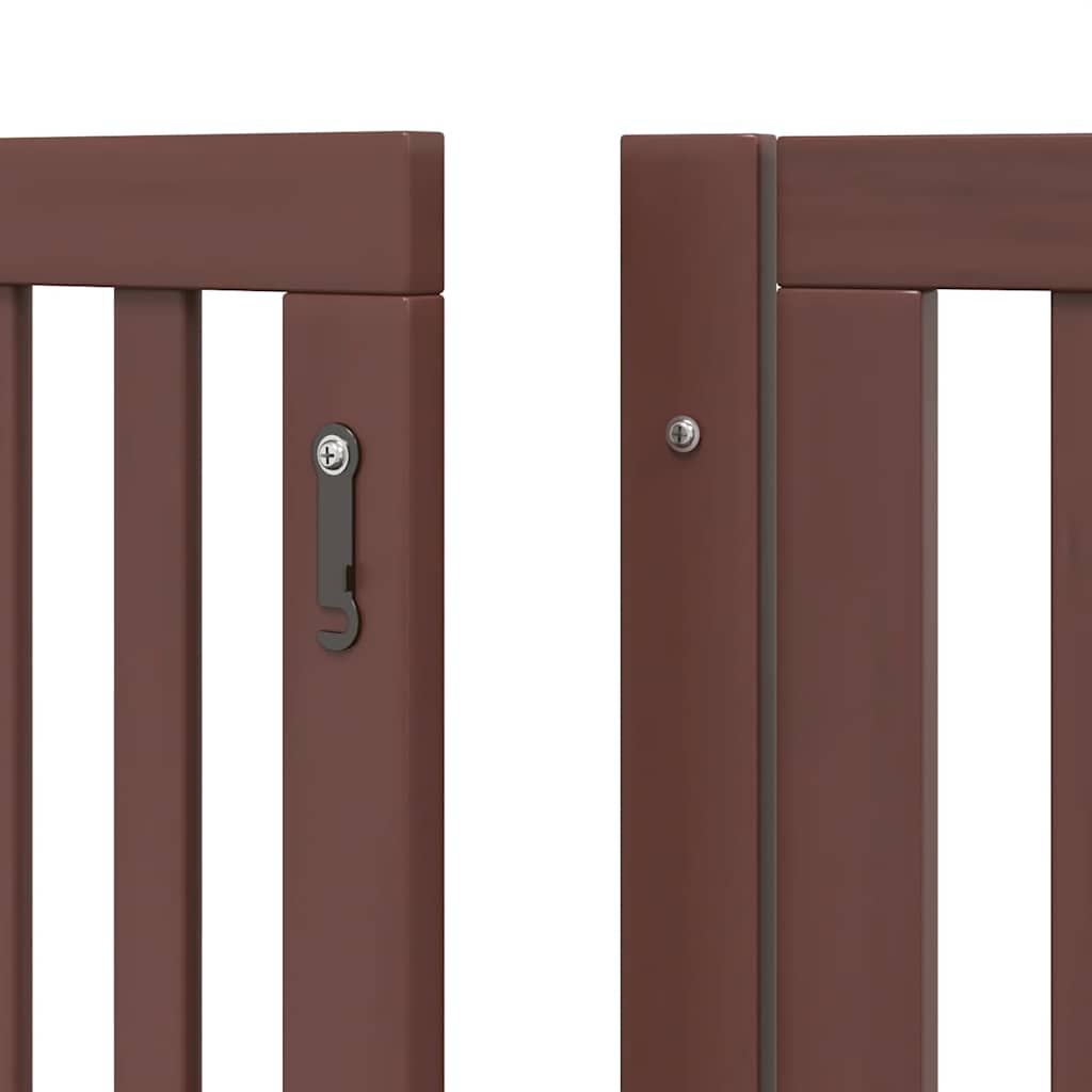 Zábrana pro psy s dvířky skládací 8 panelů hnědá 640 cm topol