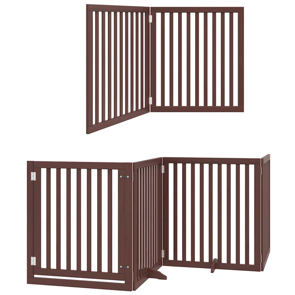 Zábrana pro psy s dvířky skládací 12 panelů hnědá 960 cm topol
