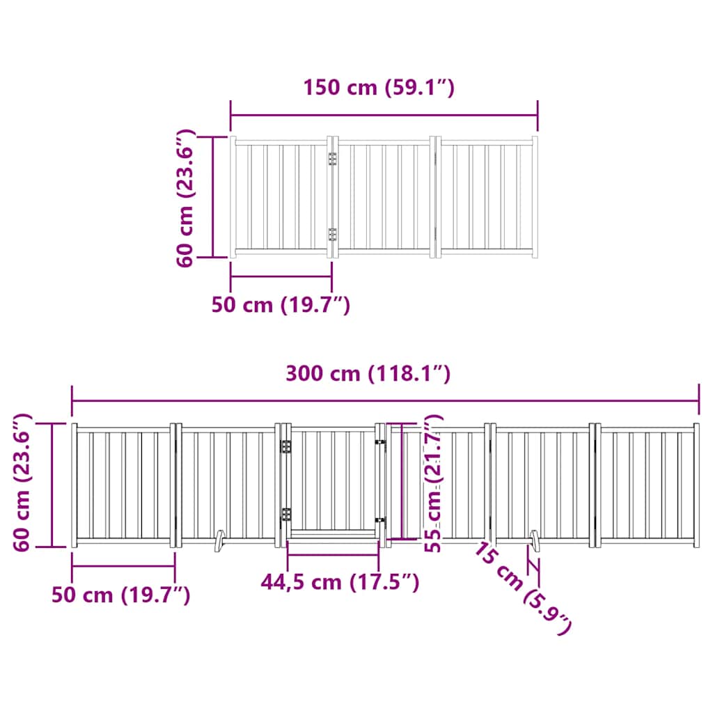 Zábrana pro psy s dvířky skládací 15 panelů 750 cm topol