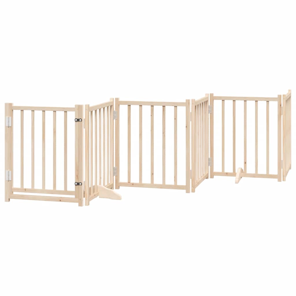 Zábrana pro psy s dvířky skládací 15 panelů 750 cm topol
