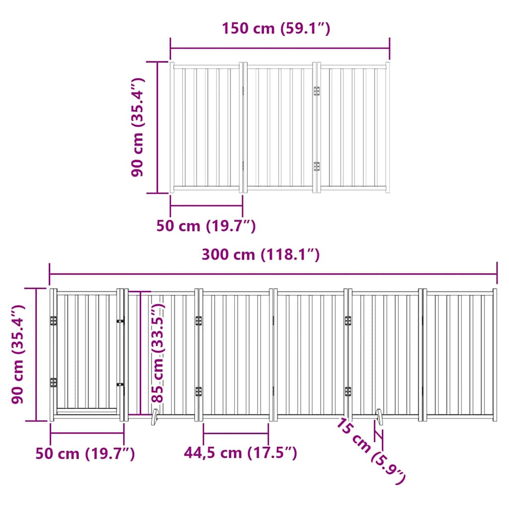 Zábrana pro psy s dvířky skládací 12 panelů 600 cm topol