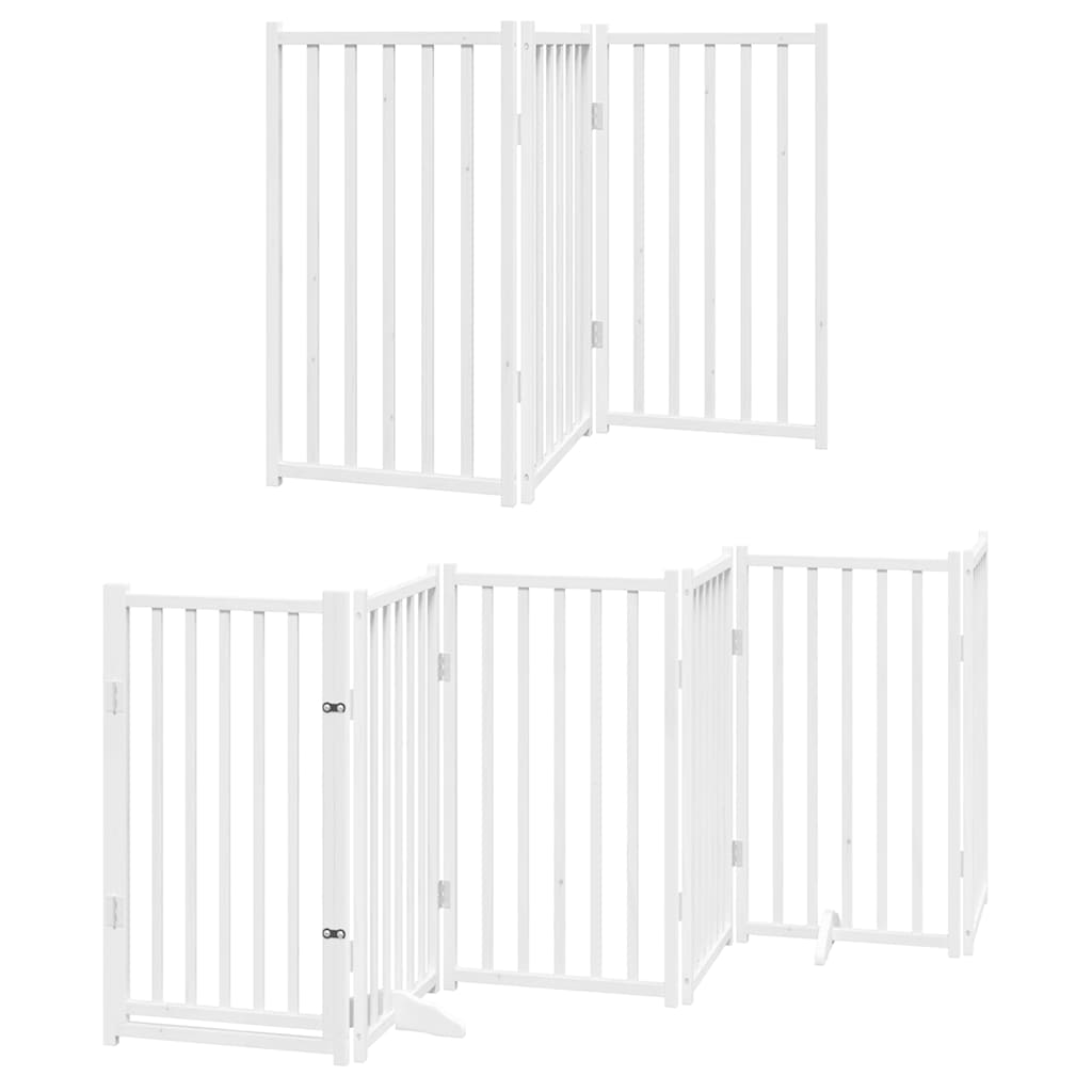 Zábrana pro psy s dvířky skládací 9 panelů bílá 450 cm topol