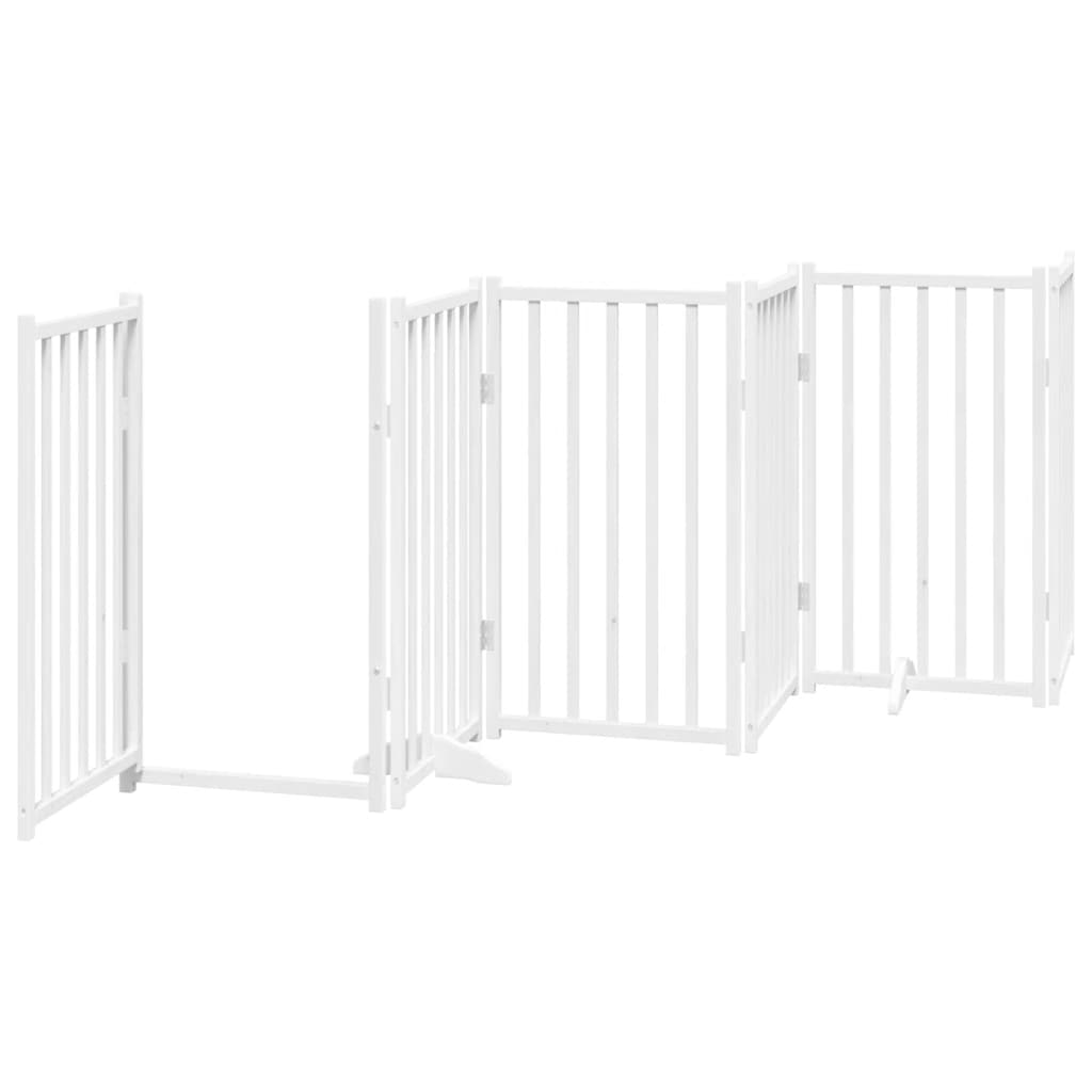 Zábrana pro psy s dvířky skládací 9 panelů bílá 450 cm topol