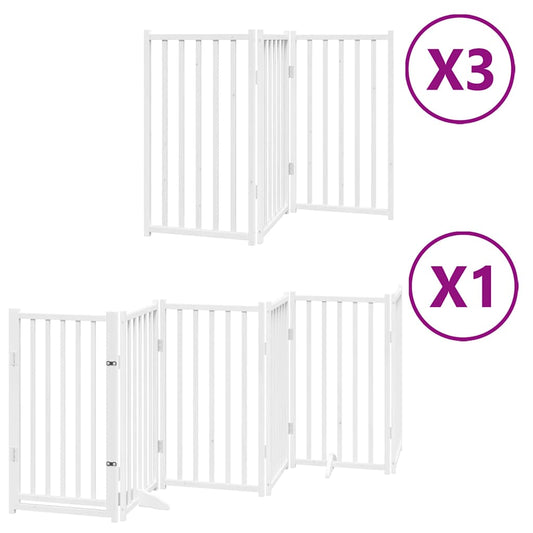 Zábrana pro psy s dvířky skládací 15 panelů bílá 750 cm topol