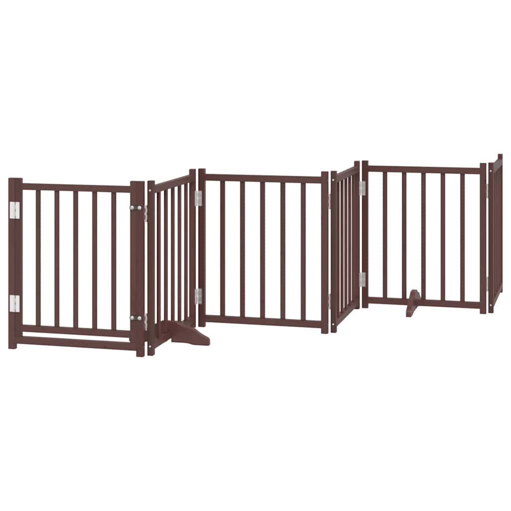 Zábrana pro psy s dvířky skládací 9 panelů hnědá 450 cm topol