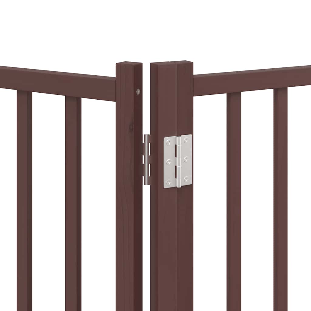 Zábrana pro psy s dvířky skládací 15 panelů hnědá 750 cm topol