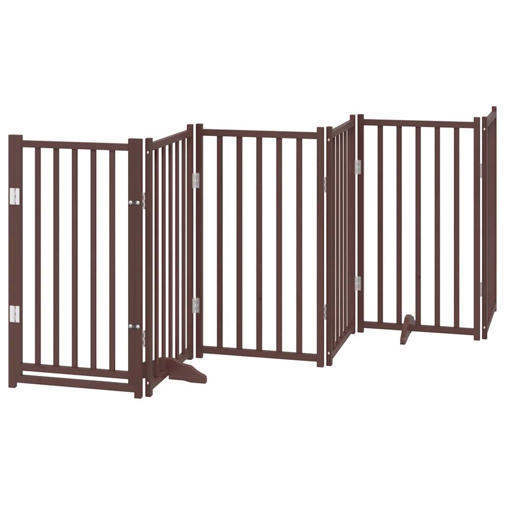 Zábrana pro psy s dvířky skládací 15 panelů hnědá 750 cm topol