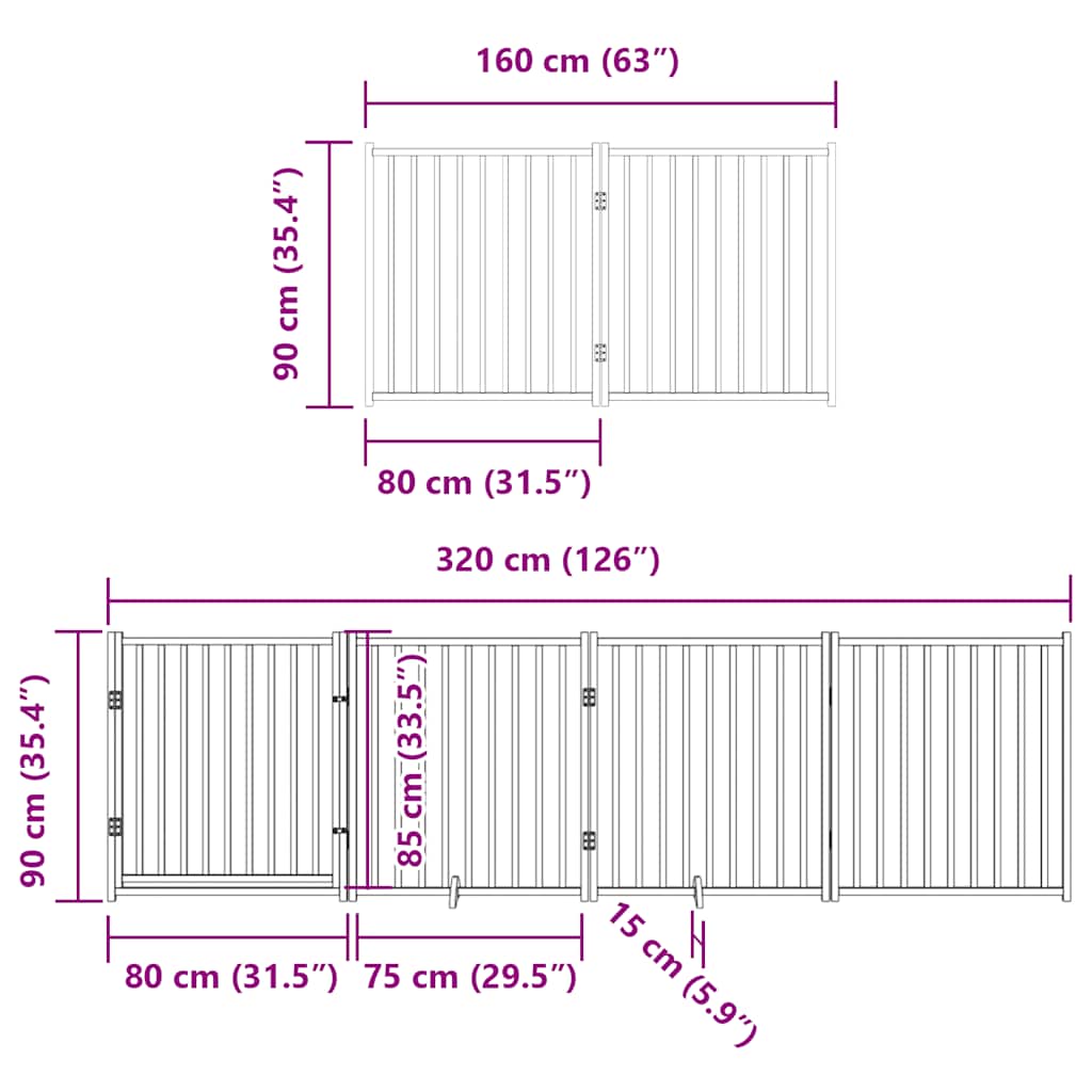Zábrana pro psy s dvířky skládací 12 panelů 960 cm topol