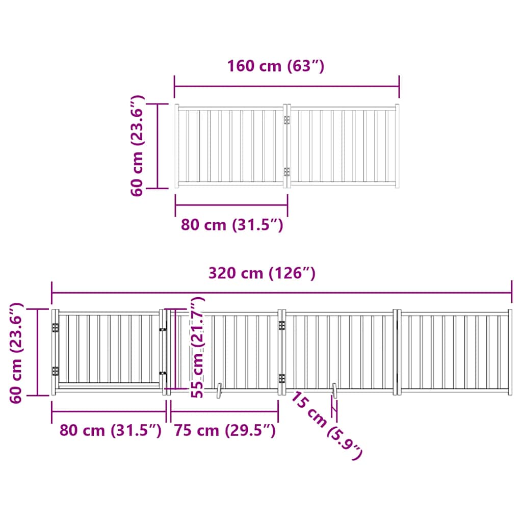Zábrana pro psy s dvířky skládací 10 panelů černá 800 cm topol