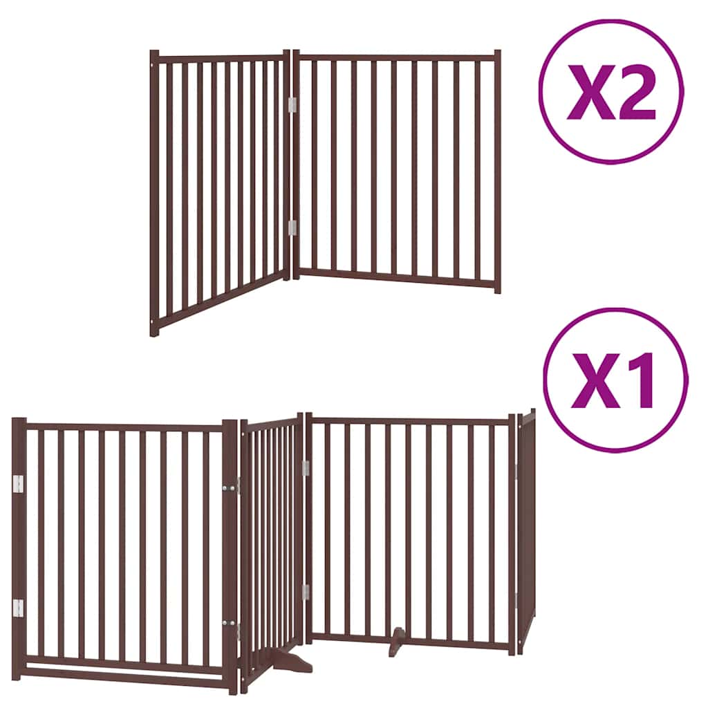 Zábrana pro psy s dvířky skládací 8 panelů hnědá 640 cm topol