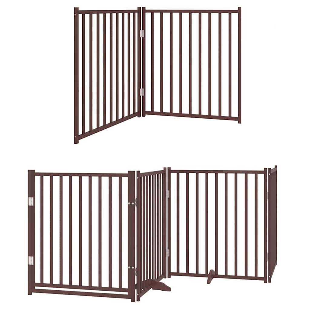 Zábrana pro psy s dvířky skládací 12 panelů hnědá 960 cm topol