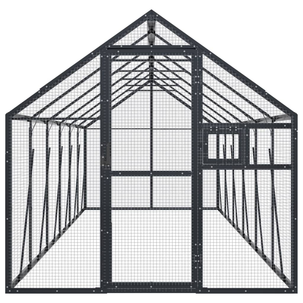 Voliéra antracitová 1,79 x 6 x 1,85 m hliník